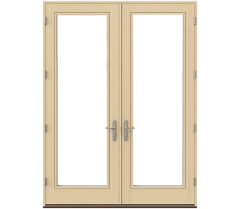 Boston Pella Lifestyle Series Wood Double Hinged Patio Doors